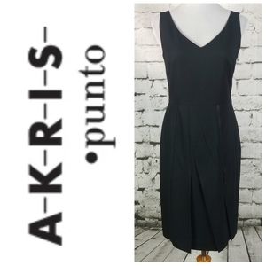 AKRIS PUNTO Wool Pleated Sheath Dress